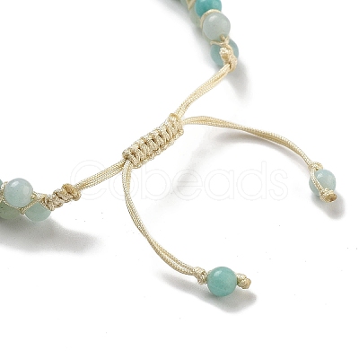 Natural Flower Amazonite Braided Round Bead Bracelets BJEW-K251-06H-1