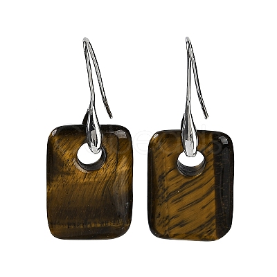 Natural Tiger Eye Dangle Earrings EJEW-C119-02P-07-1