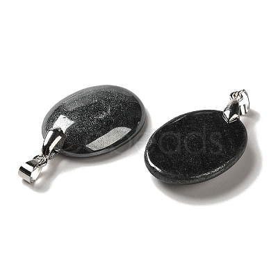 Natural Black Stone Pendants G-Z055-03P-15-1