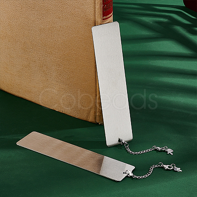 4Pcs Rectangle 201 Stainless Steel Blank Bookmarks AJEW-UN00004-1