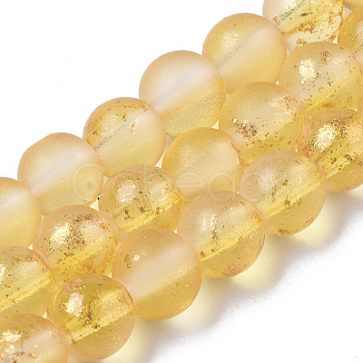 Frosted Spray Painted Glass Beads Strands GLAA-N035-03B-C08-1