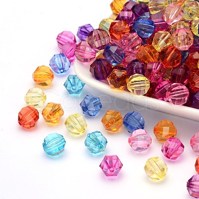 Mixed Color Transparent Acrylic Faceted Round Beads X-PL990Y-1