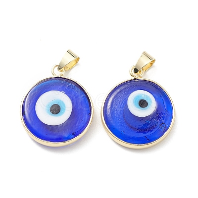 Handmade Evil Eye Lampwork Pendants LAMP-F031-02G-02-1