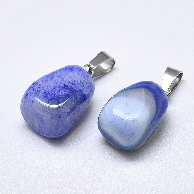 Natural Banded Agate/Striped Agate Pendants G-T122-20I-1