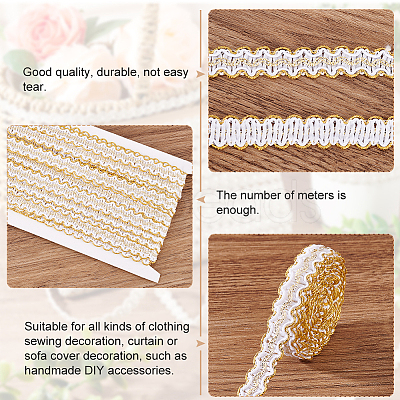 Sparkle Polyester Metallic Lace Trim OCOR-WH0074-93B-1