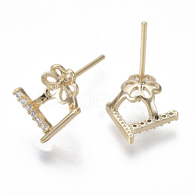 Brass Micro Pave Cubic Zirconia Earring Findings KK-S356-049G-NF-1