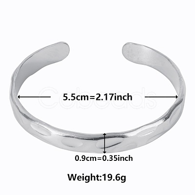 Non-Tarnish Stylish European and American Texture 304 Stainless Steel Cuff Bangles for Women RC0400-1-1