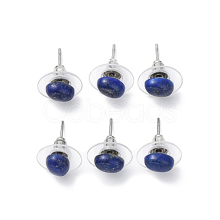 Natural Lapis Lazuli Stud Earrings for Women EJEW-E285-01P-01-1