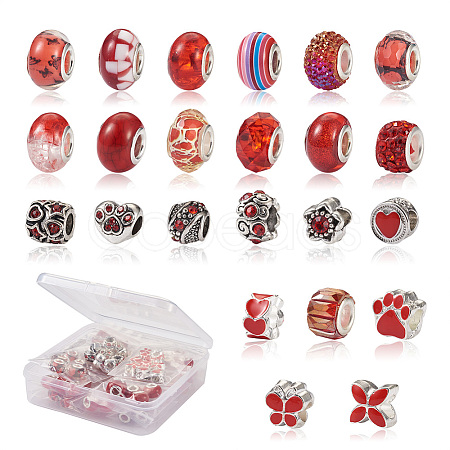 Cheriswelry 98Pcs 23 Style Alloy Enamel European Beads MPDL-CW0001-01-1