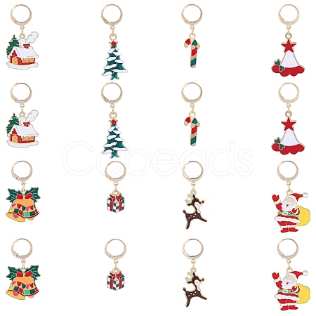 Christmas Theme Alloy Enamel Pendant Decoration HJEW-SW00033-1