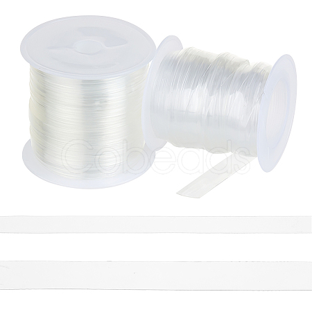  2 Rolls 2 Styles Invisible Stretchy TPU Plastic Transparent Elastic Strap EW-NB0001-09-1