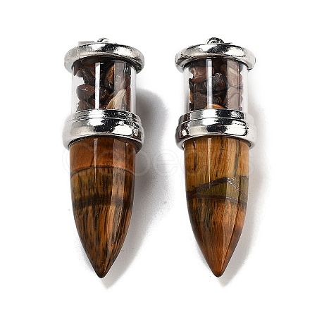 Natural Tiger Eye Pointed Big Pendants G-B077-02P-04-1