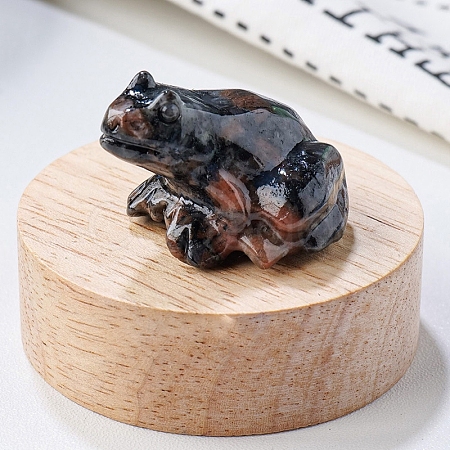 Natural Syenite Carved Healing Frog Figurines PW-WG28161-12-1