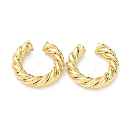 Rack Plating Brass Twist Rope Cuff Earrings for Women EJEW-G352-08G-1