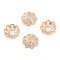 Brass Beads Cap, Long-Lasting Plated, Cadmium Free & Lead Free, Flower, Light Gold, 6x2mm, Hole: 1.8mm