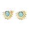 Natural Amazonite Stud Earrings, with Golden Tone Rack Plating Brass Findings, Sun, 14.6x10.9mm