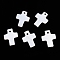 Natural Freshwater Shell Cross Charms, Floral White, 13x10.5x1mm, Hole: 1.2mm