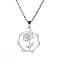 Non-Tarnish Stainless Steel Pendant Necklaces, November Chrysanthemum, 16.14~19.69 inch(41~50cm)