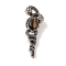 Natural Tiger Eye Pendants, with Alloy  Findings, Antique Silver, 61.5x20x8mm, Hole: 9.5x7mm