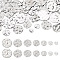 54Pcs 7 Styles Brass Connector Charms, Flat Round, Twist Round Links, Platinum, 6~18x0.8~1mm, Hole: 0.8~1.4mm