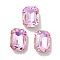 Glass Rhinestone Cabochons, Point Back & Back Plated, Faceted, Rectangle, Light Rose, 10x14x5mm