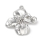 Brass Micro Pave Clear Cubic Zirconia Pendants, Flower, Platinum, 19x18.5x3mm, Hole: 1mm