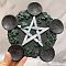 Resin Star Wooden Tealight Candle Holders, Altar Candlesticks, Divination Supplies, Home Decoration, Black, 168x15mm