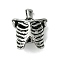 304 Stainless Steel Pendants, Human Rib Cage Charms, Antique Silver, 26x20.5x11.5mm, Hole: 5x3mm