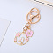 Alloy Enamel Pendants Keychain, with Alloy Key Rings & Lobster Claw Clasps, Sakura & Garland, Cat Pattern, 8.8cm