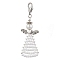 Angel Glass Seed Beads Pendants Decrotions, Alloy Lobster Clasp Charms Ornaments, White, 68mm