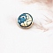 Alloy Enamel Shank Buttons, with Plastic Imitation Pearl Beads, Moon Pattern, Golden, 20mm