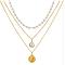 Alloy Pendant Layered Chain Necklaces for Women, Golden, Flat Round, 17.72 inch(45cm)