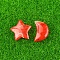 Natural Red Jasper Healing Moon & Star Ornaments, Reiki Energy Stone Display Decorations, 20x14~20mm, 2pcs/set