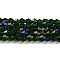 Transparent Electroplate Glass Beads Strands, AB Color Plated, Faceted, Bicone, Dark Green, 3.5~3.8x3mm, Hole: 0.8mm, about 113~115pcs/strand, 14.17~14.37 inch(36~36.5cm)