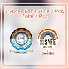 GOMAKERER 4Pcs 2 Styles Flat Round & Rainbow with Word You Are Safe with Me Enamel Pins FIND-GO0001-85-2