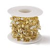 Brass Rectangle & Cubic Zirconia Flat Round Link Chains CHC-P010-03G-3
