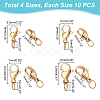 Unicraftale 40Pcs 4 Styles 304 Stainless Steel Lobster Claw Clasps STAS-UN0040-73-4