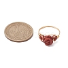 Valentine's Day Rose Natural Red Jasper & Green Aventurine & Rose Quartz Finger Rings RJEW-JR00814-3