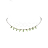Acrylic Leaf Charm Necklace with Imitation Pearl Beaded for Women NJEW-JN04138-4