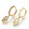 Brass Micro Pave Colorful Cubic Zirconia Dangle Hoop Earrings EJEW-S208-078-1