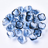 4-Petal Two Tone Transparent Spray Painted Glass Bead Caps X-GGLA-S054-009D-01-1