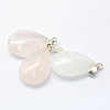 Teardrop Natural Rose Quartz Pendants G-Q368-03-2