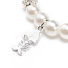 ABS Plastic Imitation Pearl  & Rhinestone Beaded Stretch Bracelet with Alloy Charm for Women BJEW-JB08526-04-5