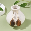 Natural Tiger Eye Teardrop Dangle Earrings with Natural Pearl EJEW-JE04850-04-2