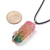Natural Quartz Crystal Bullet with Tree of Life Pendants Necklace NJEW-JN03876-7