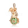 Golden Plated Brass Hollow Round Cage Pendants KK-J249-03G-2