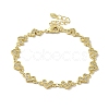 Rack Plating Brass Micro Pave Cubic Zirconia Heart Link Chain Bracelets for Women BJEW-P323-09G-03-1