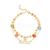 Constellation Alloy & Glass Seed Beads Double Layer Colorful Flower Anklets PW-WGA6E00-10-1