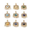 Lampwork Evil Eye Pendants with Colorful Cubic Zirconia ZIRC-L102-13G-1