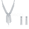 Shining Brass Rhinestone Wedding Bride Jewelry Sets SJEW-BB15882-1